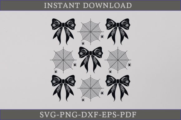 Halloween Coquette Bow SVG Spiderweb SVG